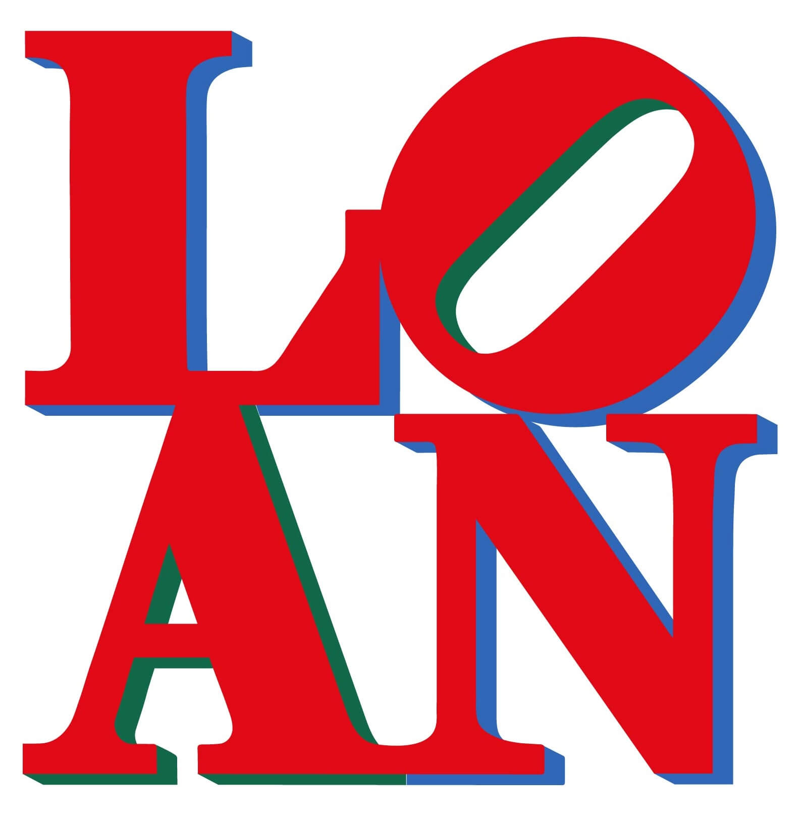 The letters L, O, A and N in red text.